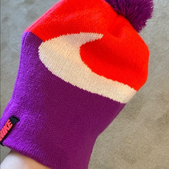 Nike Kids Orange and Purple Beanie and Gloves Set - Picture 10 of 13
